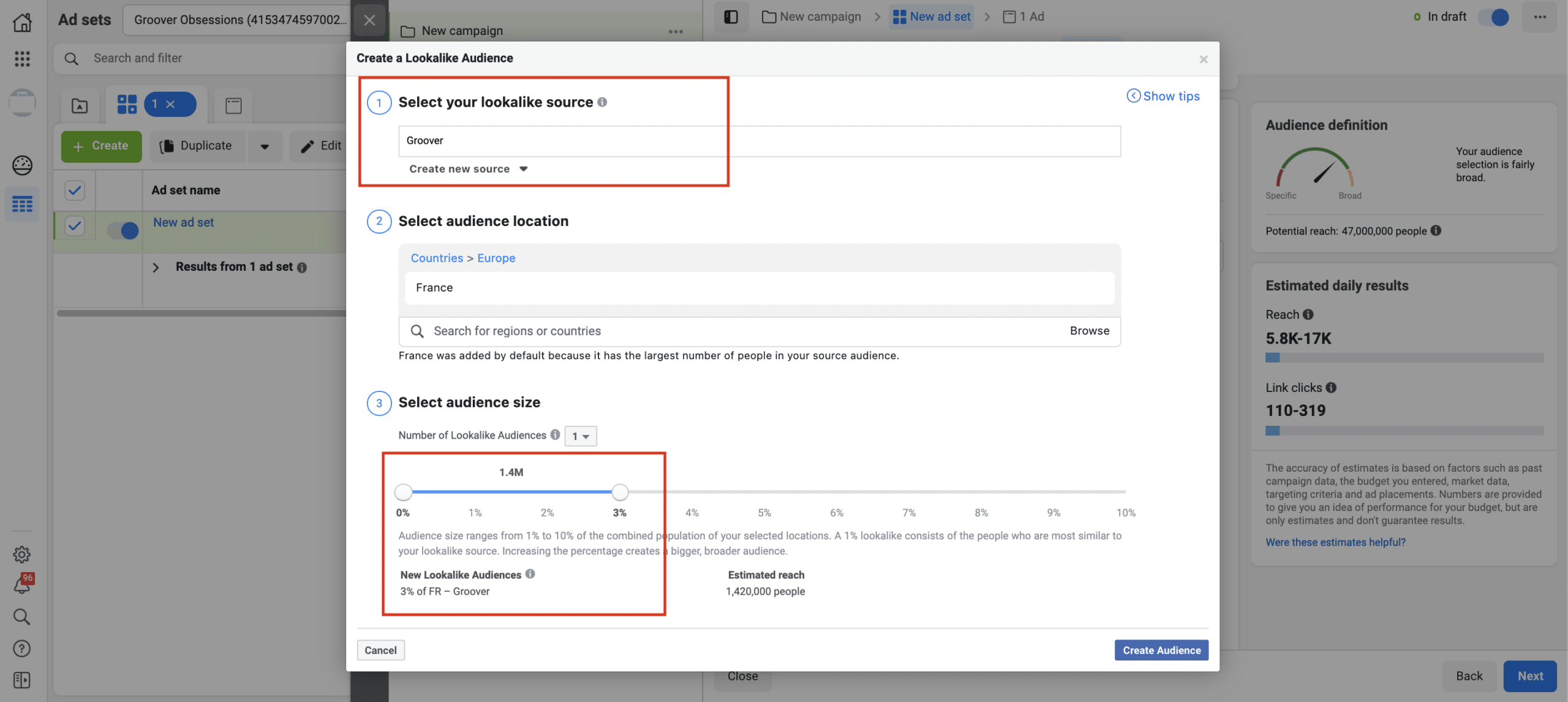 Similar audience based on interactions with Instagram