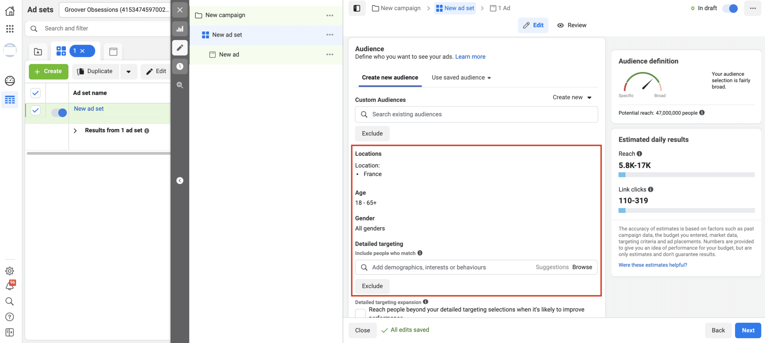 Refine your audience on Facebook ads