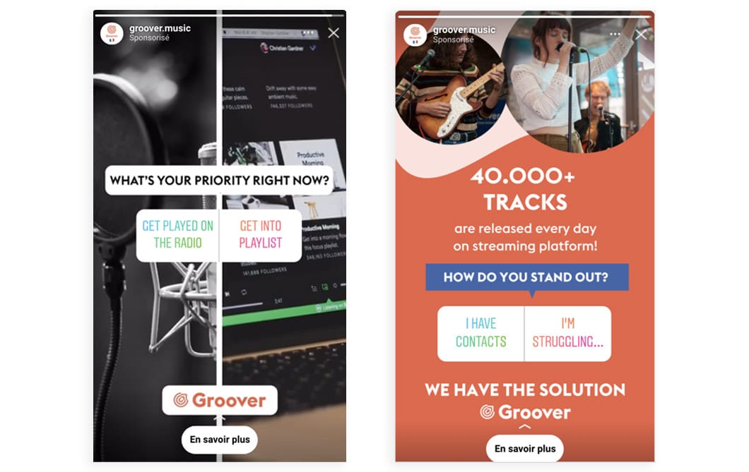 Example of Groover survey ads